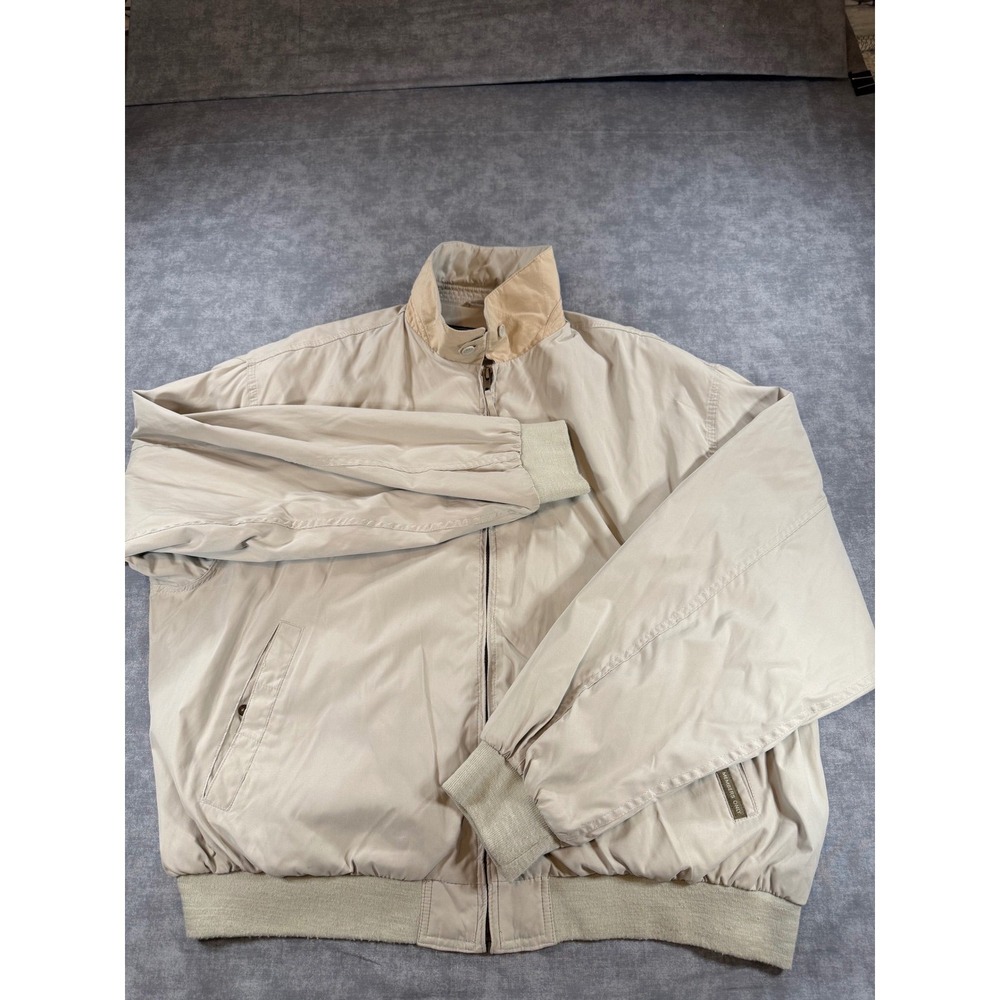 Members Only Mens Iconic Racer Jacket Tan Beige Full Zip Bomber XXL Vintage